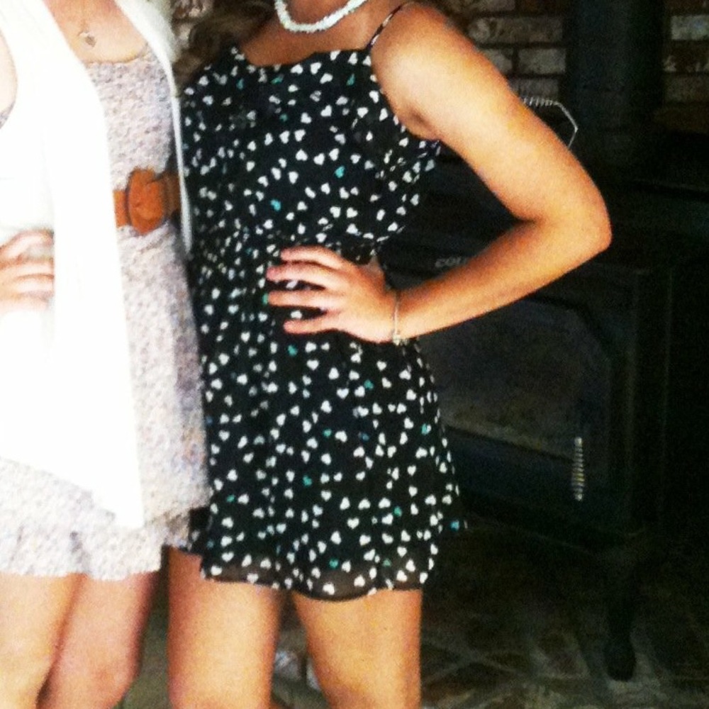 Kirra l Black With White & Blue Hearts Dress